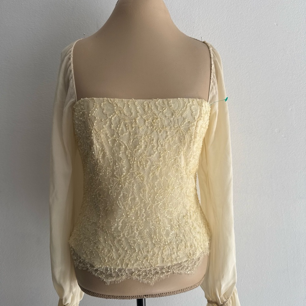 Rickie Freeman for Teri Jon Cream Lace Blouse